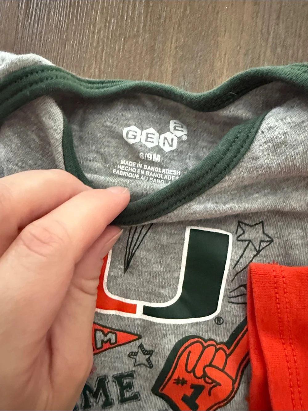 EUC Gen2 Miami Hurricane Onesies 6-9M